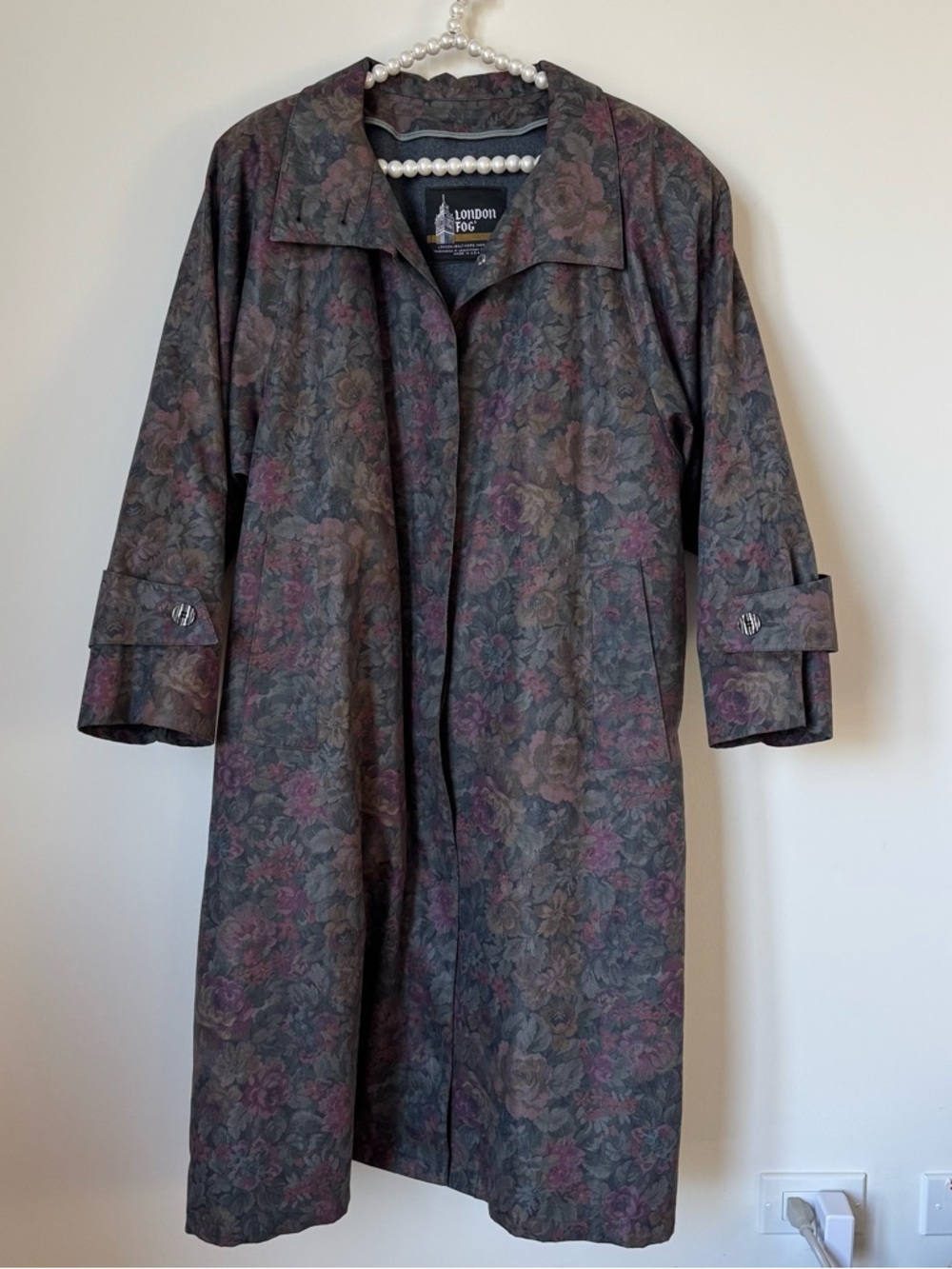London Fog floral trench coat